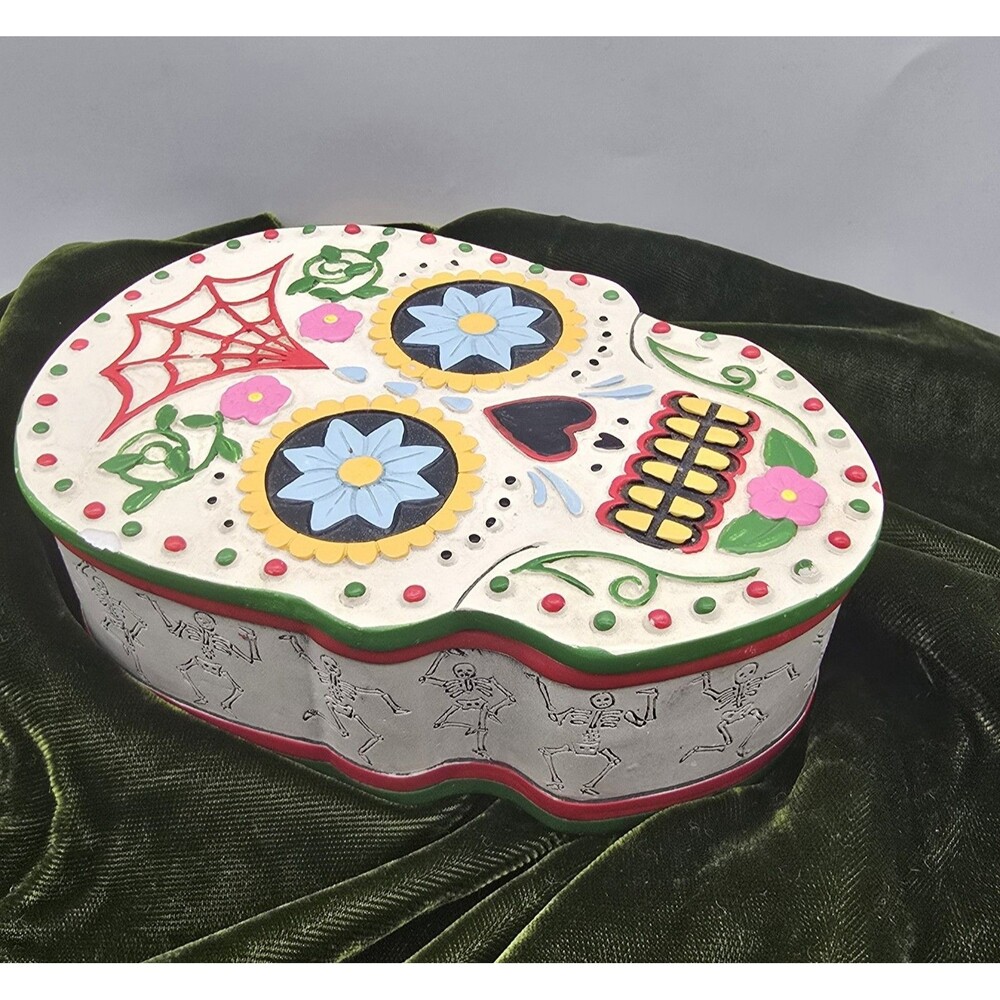 Sugar Skull Day of the Dead Dia de Los Muertos Jewelry Trinket Box Halloween